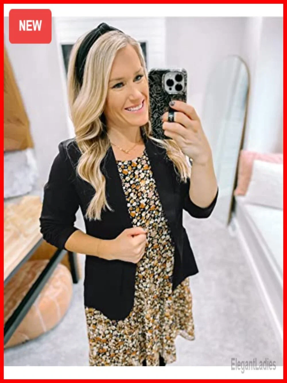 Women's Blazer 3/4 Sleeve Solid Business Casual Suit Jacket